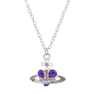 Heart Chain Necklace Rhinestone Pendant Vintage Jewelry