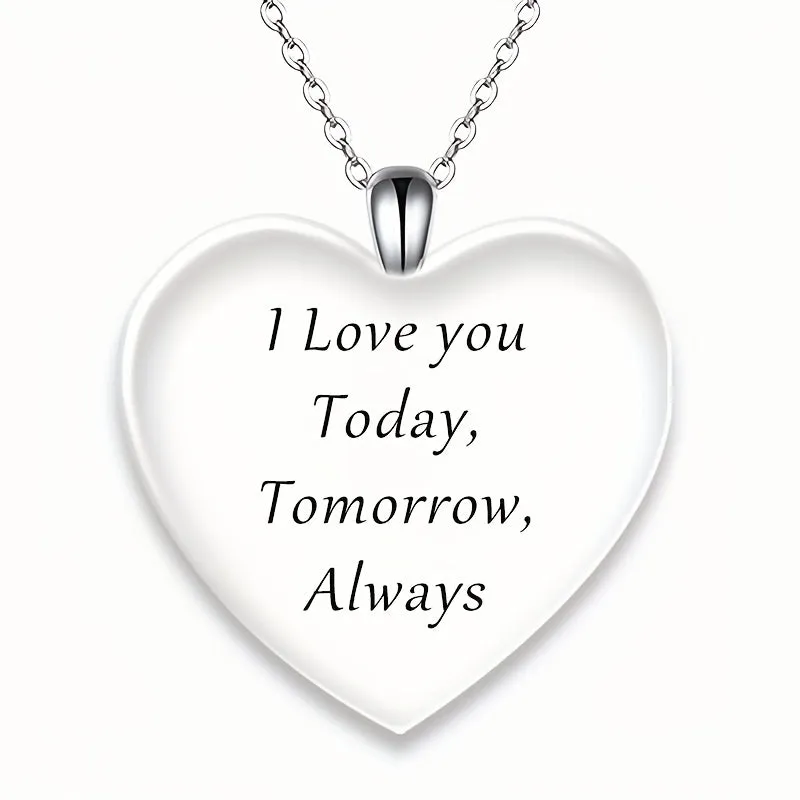 Heart Crystal Pendant Necklace for Men Women Friends, Gift