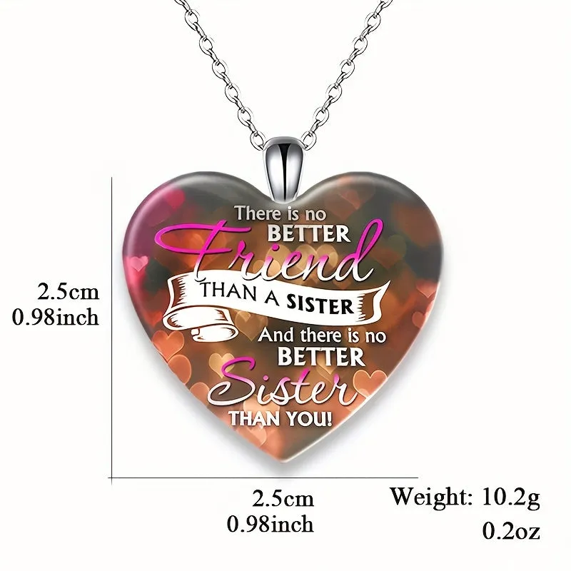 Heart Crystal Pendant Necklace for Men Women Friends, Gift