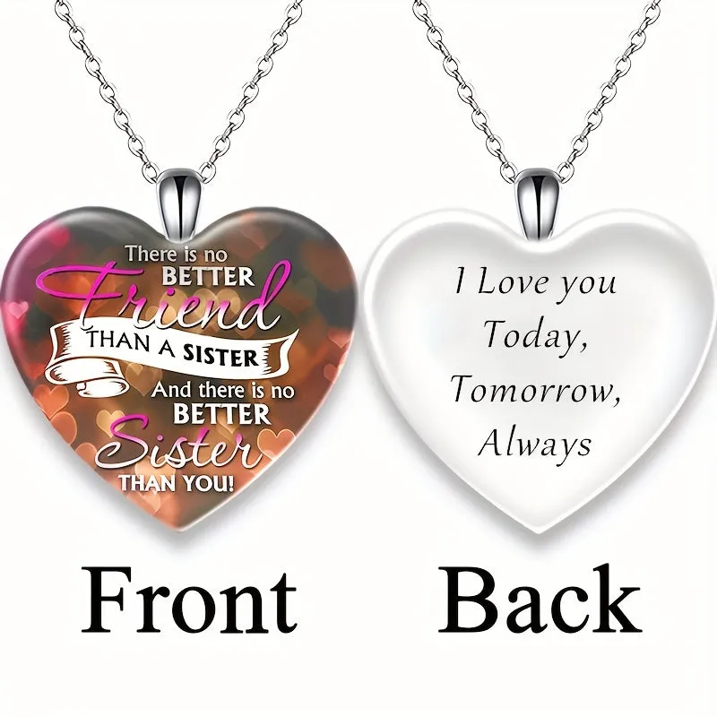 Heart Crystal Pendant Necklace for Men Women Friends, Gift
