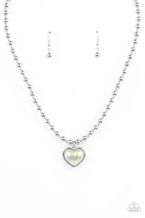 Heart Full of Fancy - Green - Pearl Heart Paparazzi Short Necklace