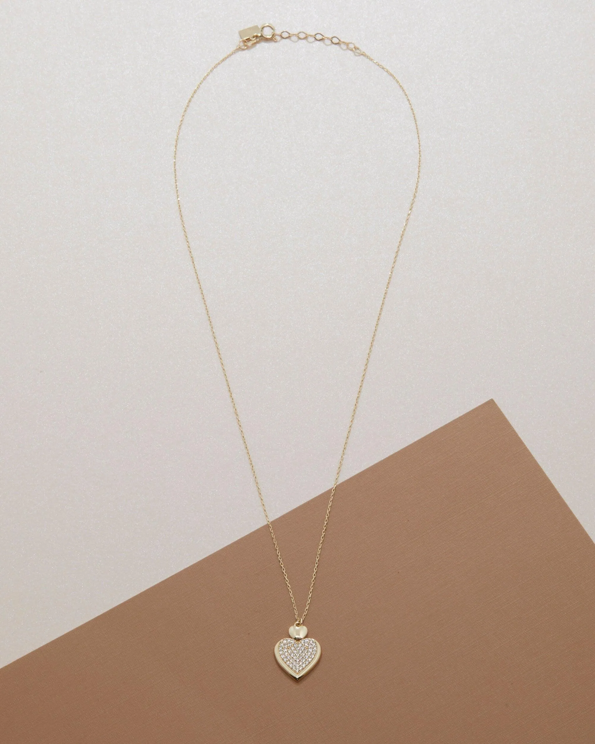 Heart Necklace with Cz Diamonds - 18K Gold Vermeil