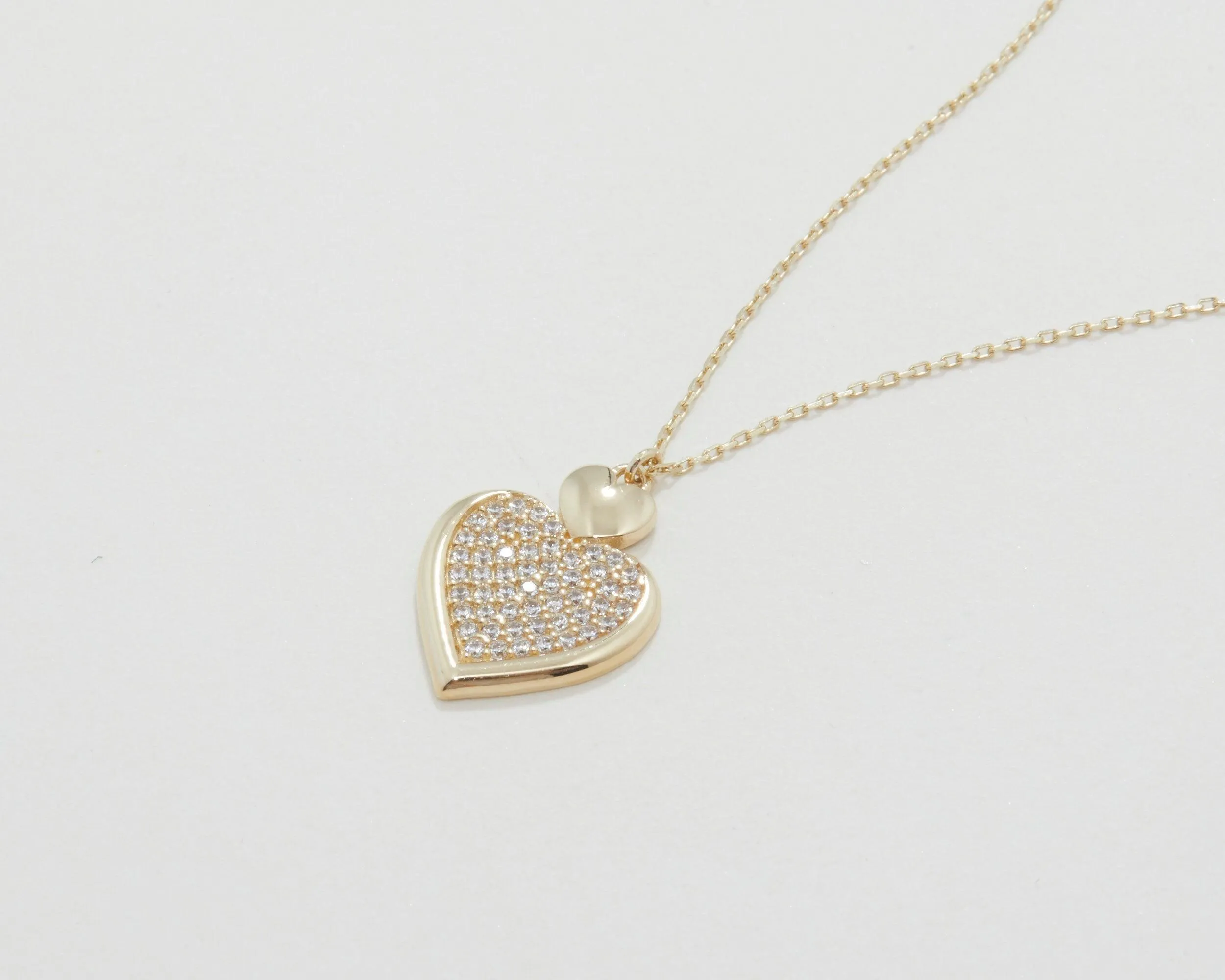 Heart Necklace with Cz Diamonds - 18K Gold Vermeil