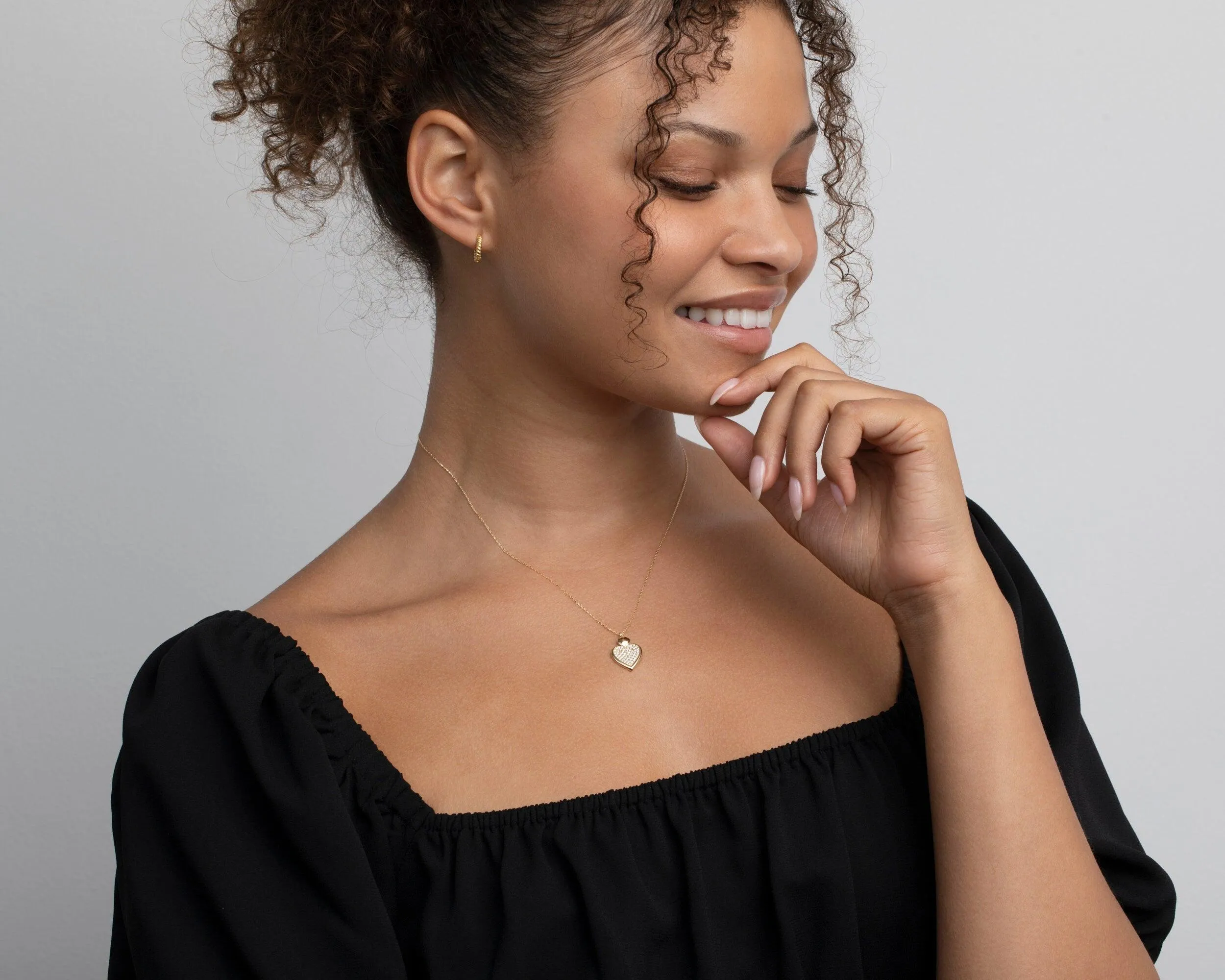 Heart Necklace with Cz Diamonds - 18K Gold Vermeil