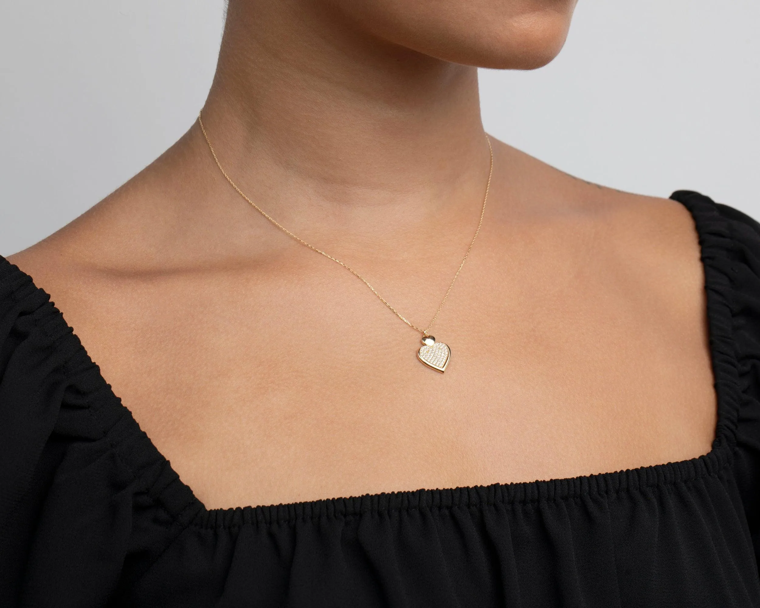 Heart Necklace with Cz Diamonds - 18K Gold Vermeil