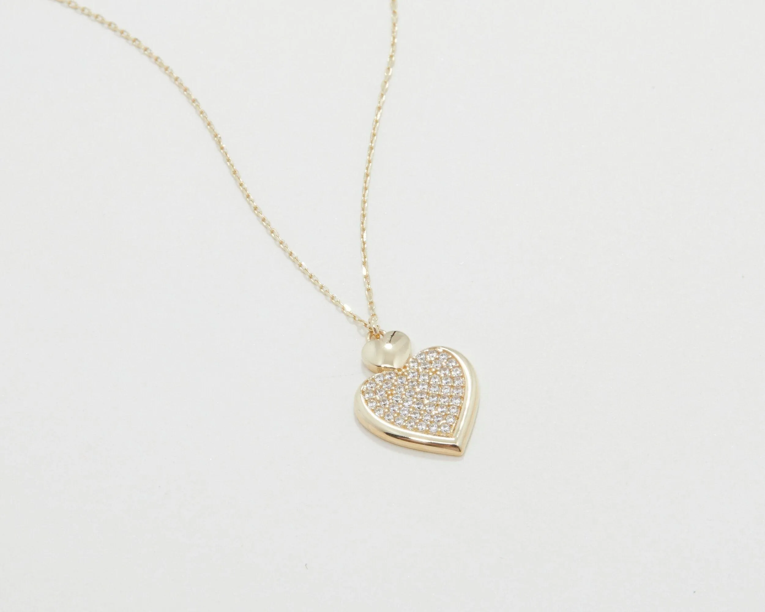 Heart Necklace with Cz Diamonds - 18K Gold Vermeil