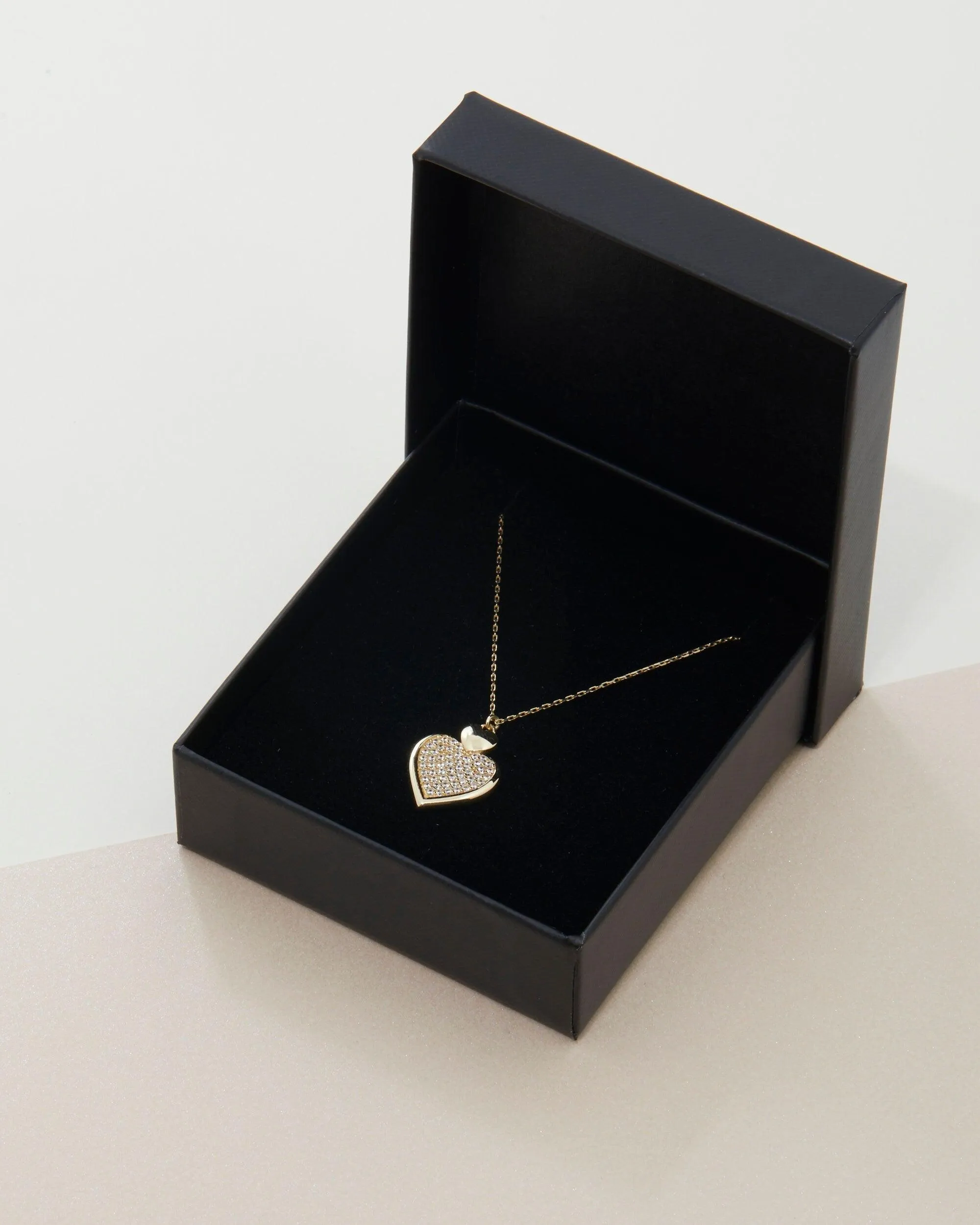 Heart Necklace with Cz Diamonds - 18K Gold Vermeil