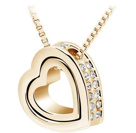 Heart Necklace Women Silver & 18K Gold Plated Jewelry Crystal Necklaces & Pendants Jewellery Valentine's Day And Christmas Gift