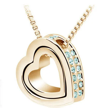 Heart Necklace Women Silver & 18K Gold Plated Jewelry Crystal Necklaces & Pendants Jewellery Valentine's Day And Christmas Gift