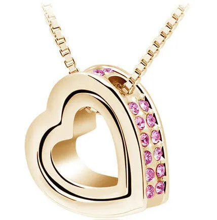 Heart Necklace Women Silver & 18K Gold Plated Jewelry Crystal Necklaces & Pendants Jewellery Valentine's Day And Christmas Gift