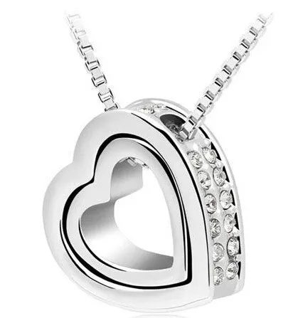 Heart Necklace Women Silver & 18K Gold Plated Jewelry Crystal Necklaces & Pendants Jewellery Valentine's Day And Christmas Gift