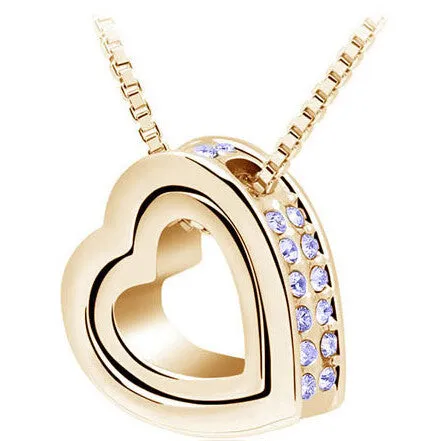 Heart Necklace Women Silver & 18K Gold Plated Jewelry Crystal Necklaces & Pendants Jewellery Valentine's Day And Christmas Gift