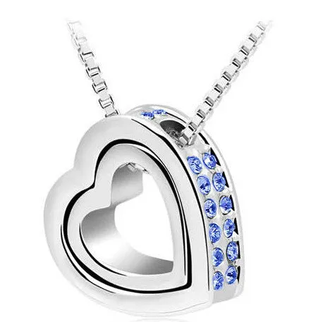 Heart Necklace Women Silver & 18K Gold Plated Jewelry Crystal Necklaces & Pendants Jewellery Valentine's Day And Christmas Gift