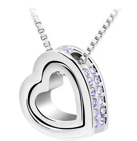 Heart Necklace Women Silver & 18K Gold Plated Jewelry Crystal Necklaces & Pendants Jewellery Valentine's Day And Christmas Gift
