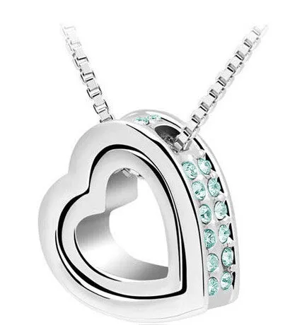 Heart Necklace Women Silver & 18K Gold Plated Jewelry Crystal Necklaces & Pendants Jewellery Valentine's Day And Christmas Gift