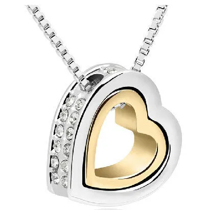 Heart Necklace Women Silver & 18K Gold Plated Jewelry Crystal Necklaces & Pendants Jewellery Valentine's Day And Christmas Gift