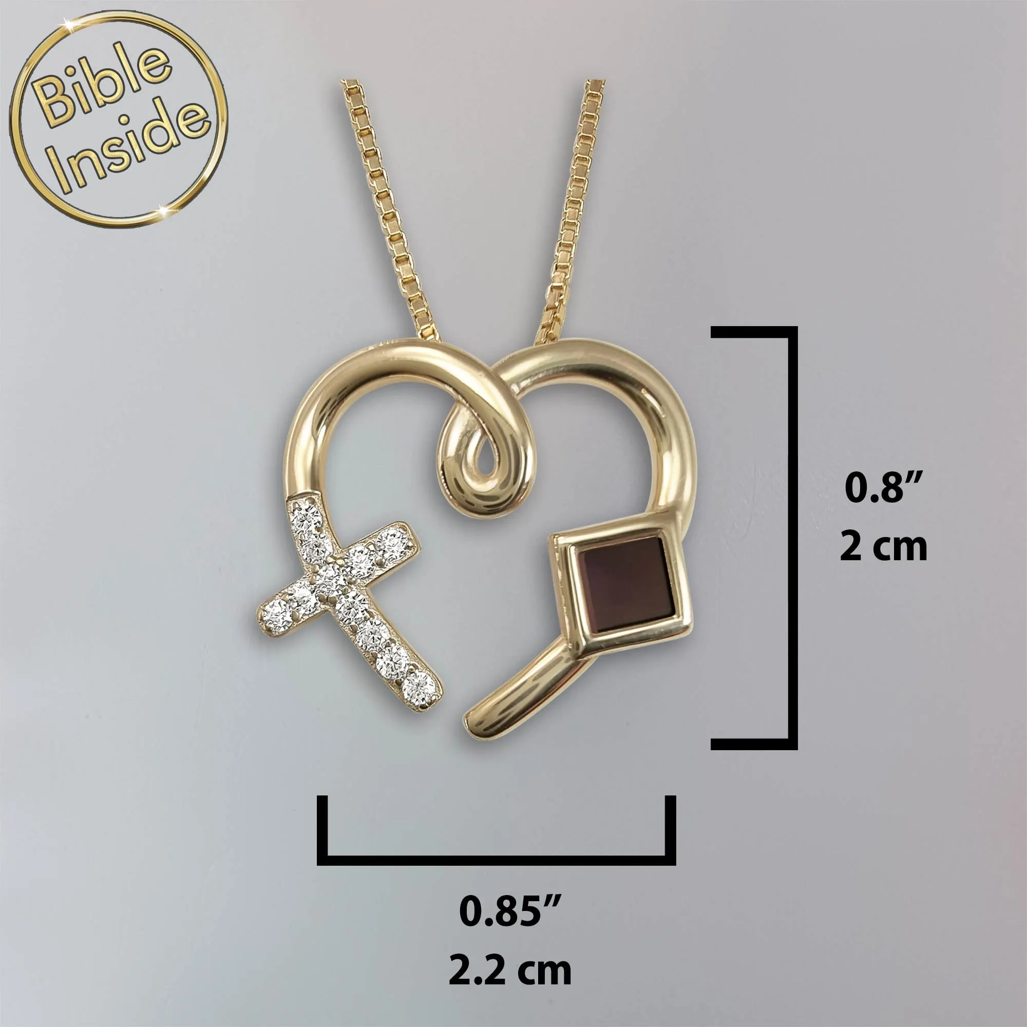 Heart Pendant Necklace With New Testament - Love Cross Pendant