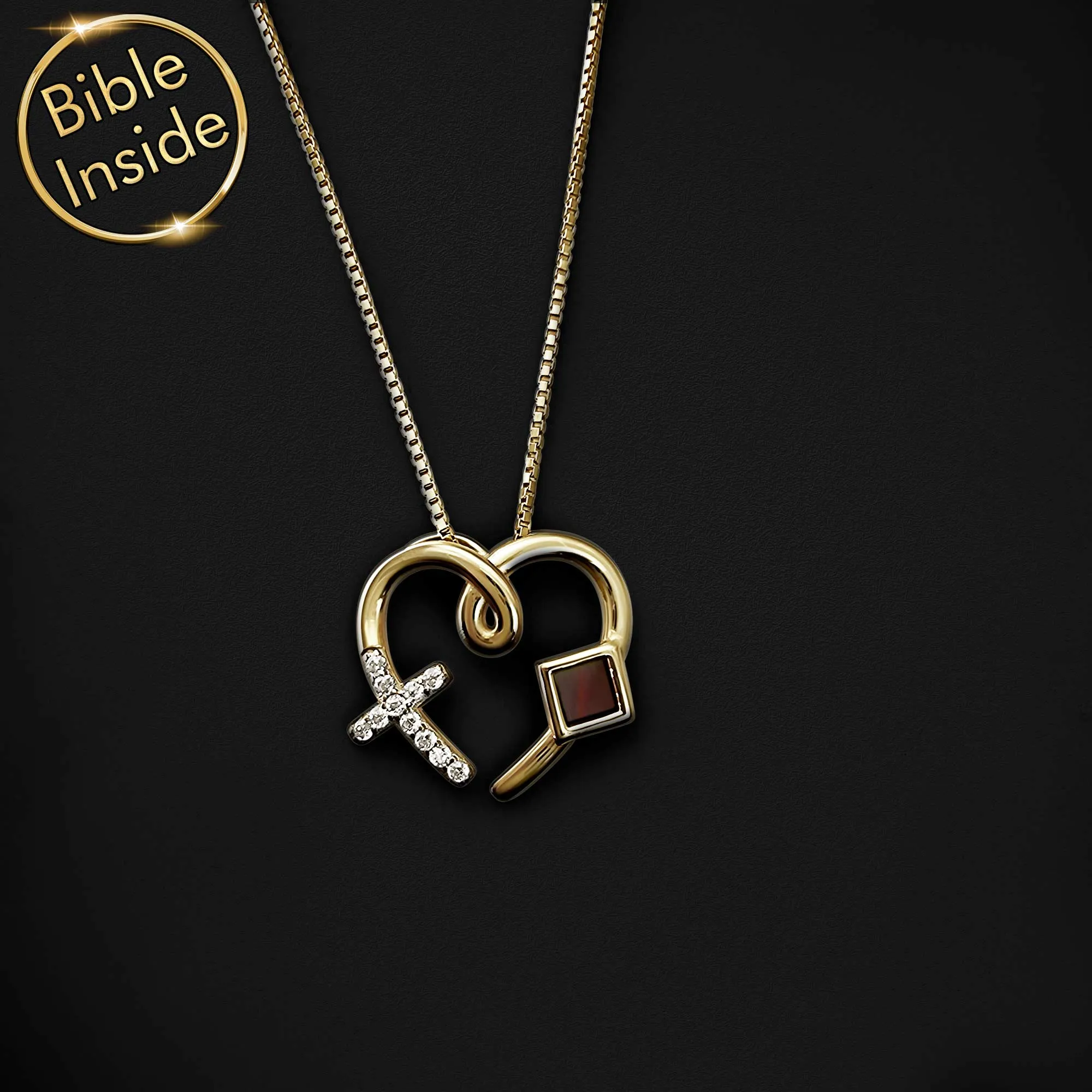 Heart Pendant Necklace With New Testament - Love Cross Pendant
