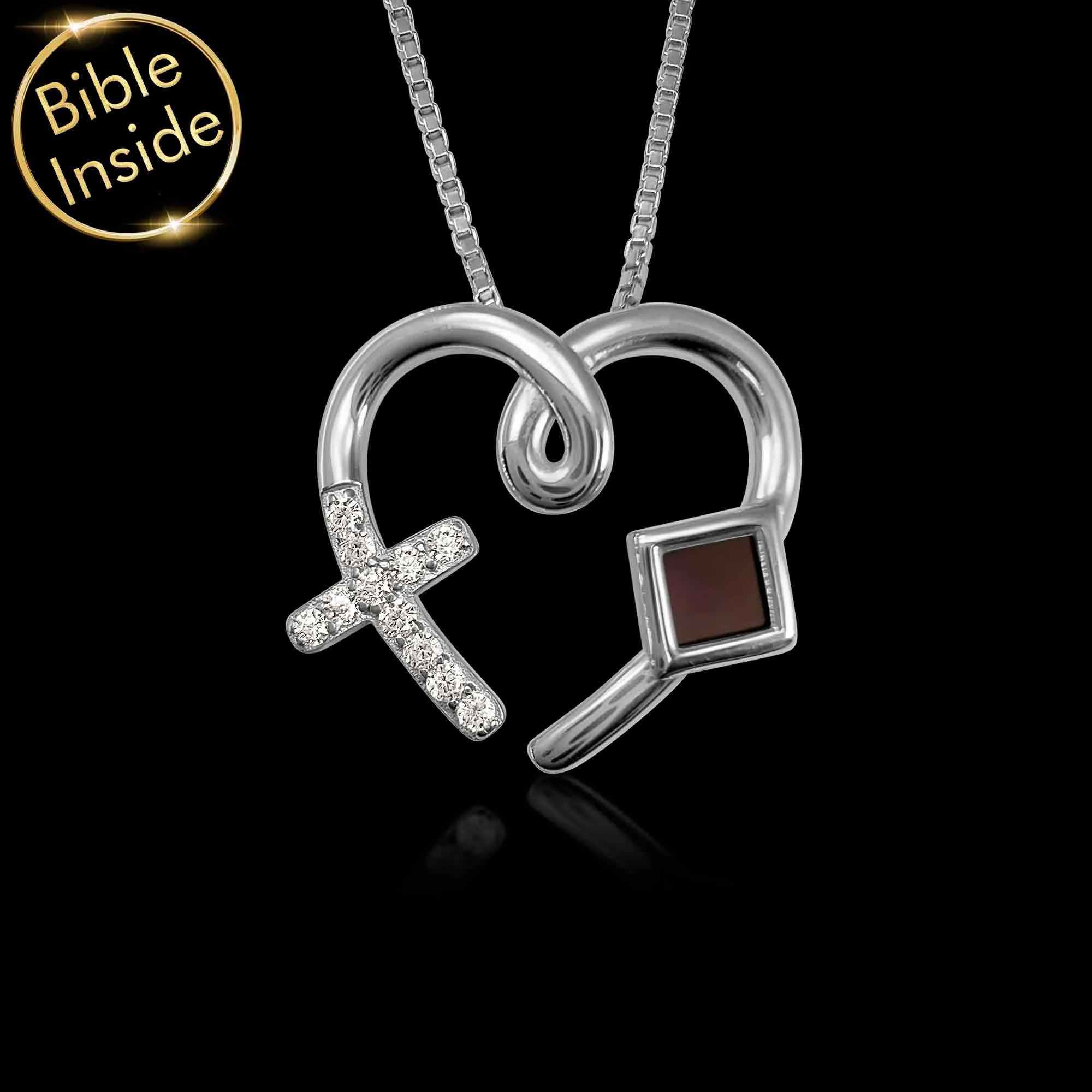 Heart Pendant Necklace With New Testament - Love Cross Pendant