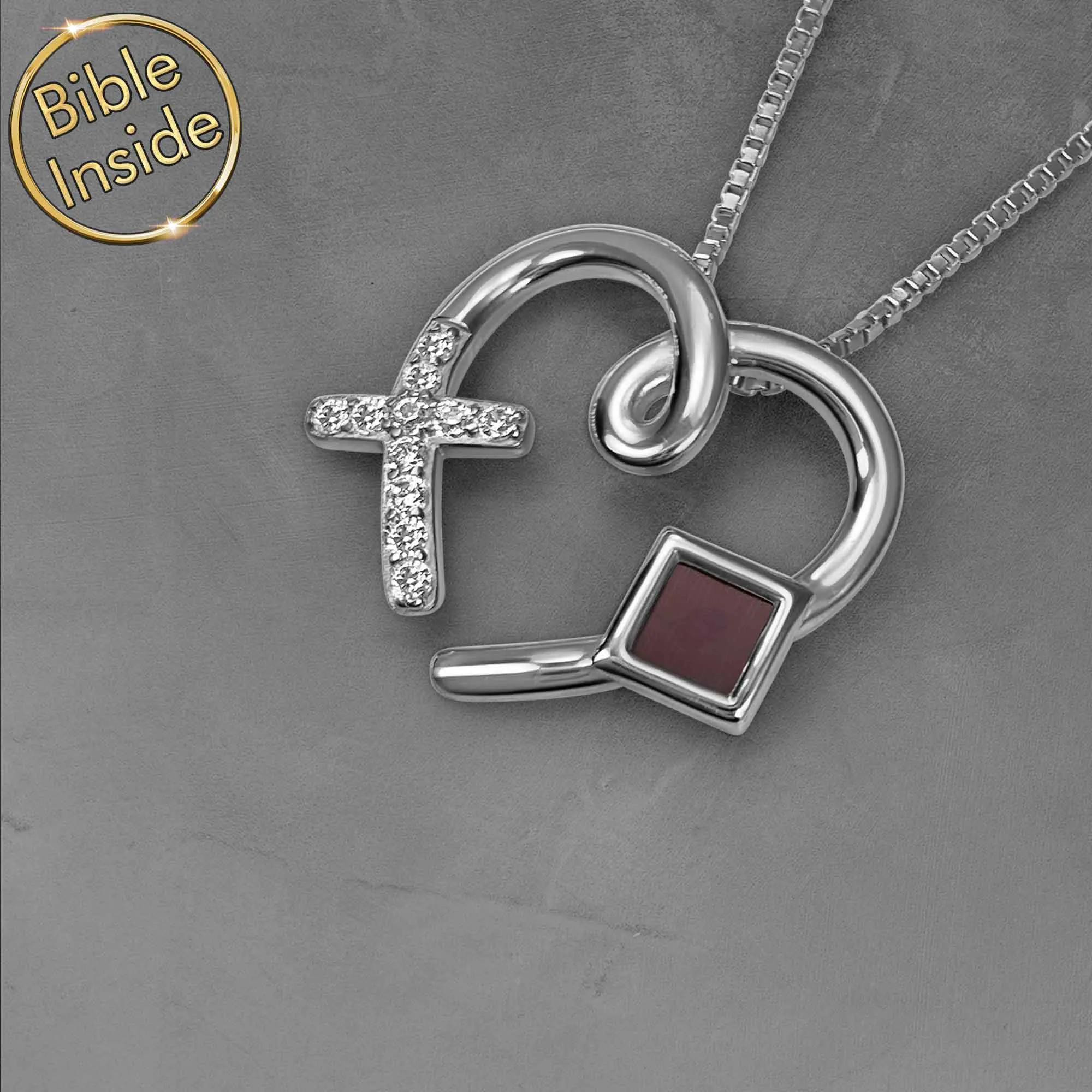 Heart Pendant Necklace With New Testament - Love Cross Pendant
