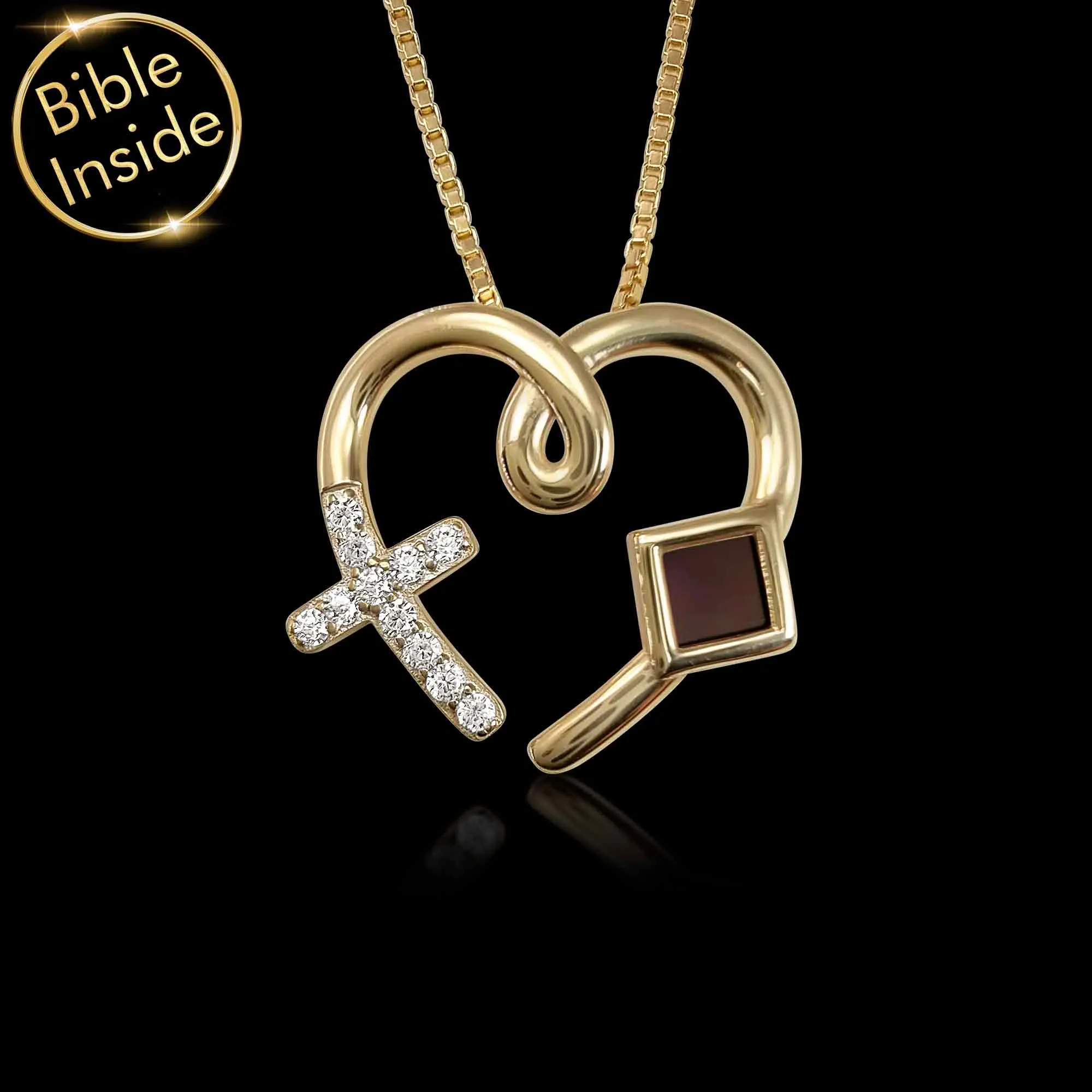 Heart Pendant Necklace With New Testament - Love Cross Pendant