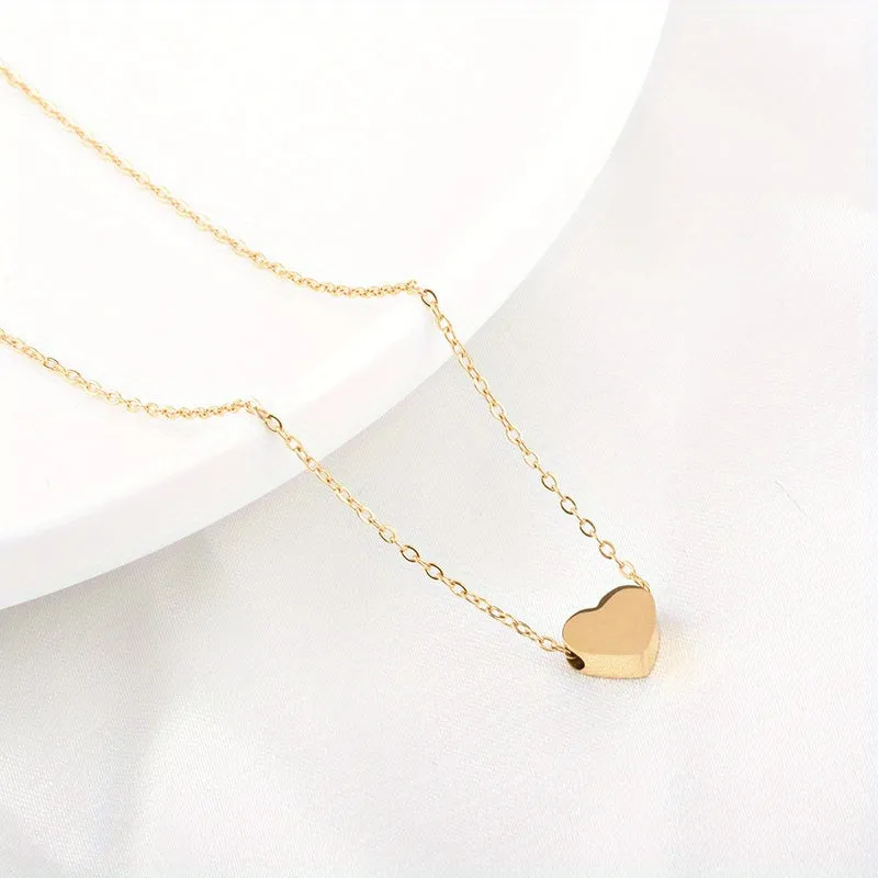 Heart Shape Necklace Petite 3D Heart Pendant With Chain Gift For Her