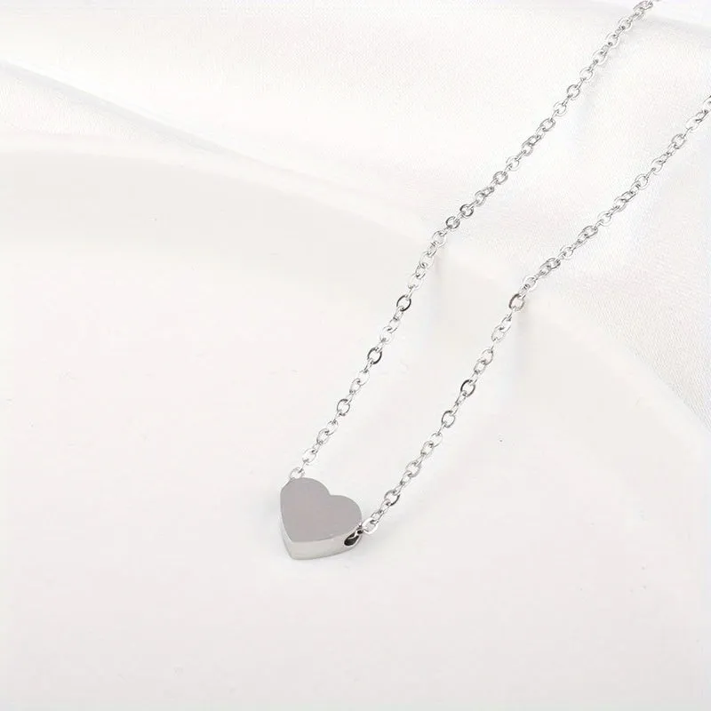 Heart Shape Necklace Petite 3D Heart Pendant With Chain Gift For Her