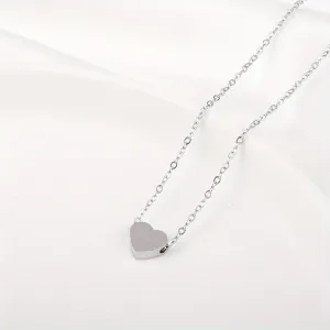 Heart Shape Necklace Petite 3D Heart Pendant With Chain Gift For Her