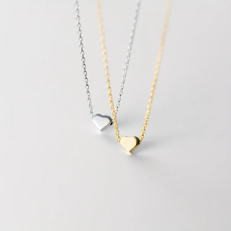 Heart Shape Necklace Petite 3D Heart Pendant With Chain Gift For Her