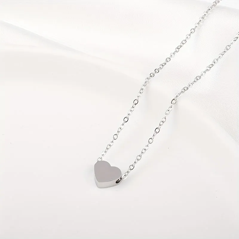 Heart Shape Necklace Petite 3D Heart Pendant With Chain Gift For Her