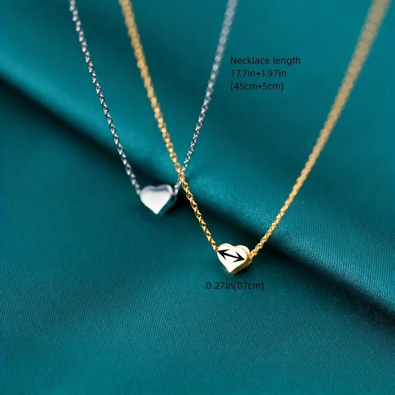 Heart Shape Necklace Petite 3D Heart Pendant With Chain Gift For Her