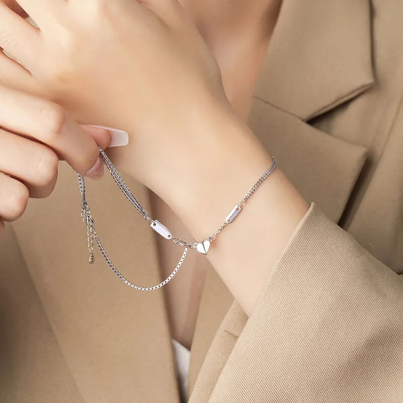 Heart-Shaped Magnetic Attraction Couple Bracelets