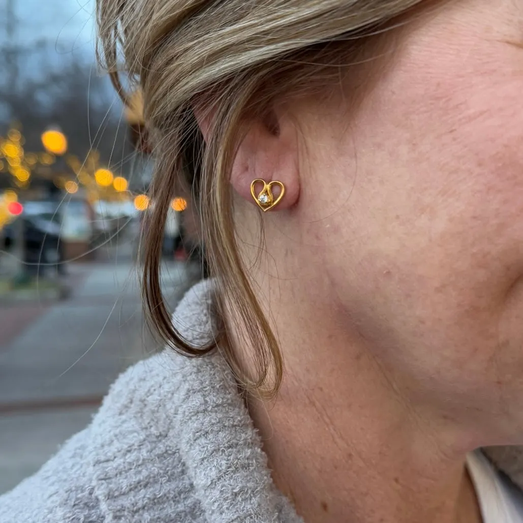 Heart Studs with Diamond