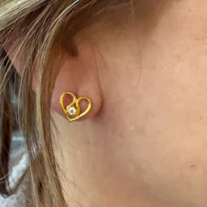 Heart Studs with Diamond