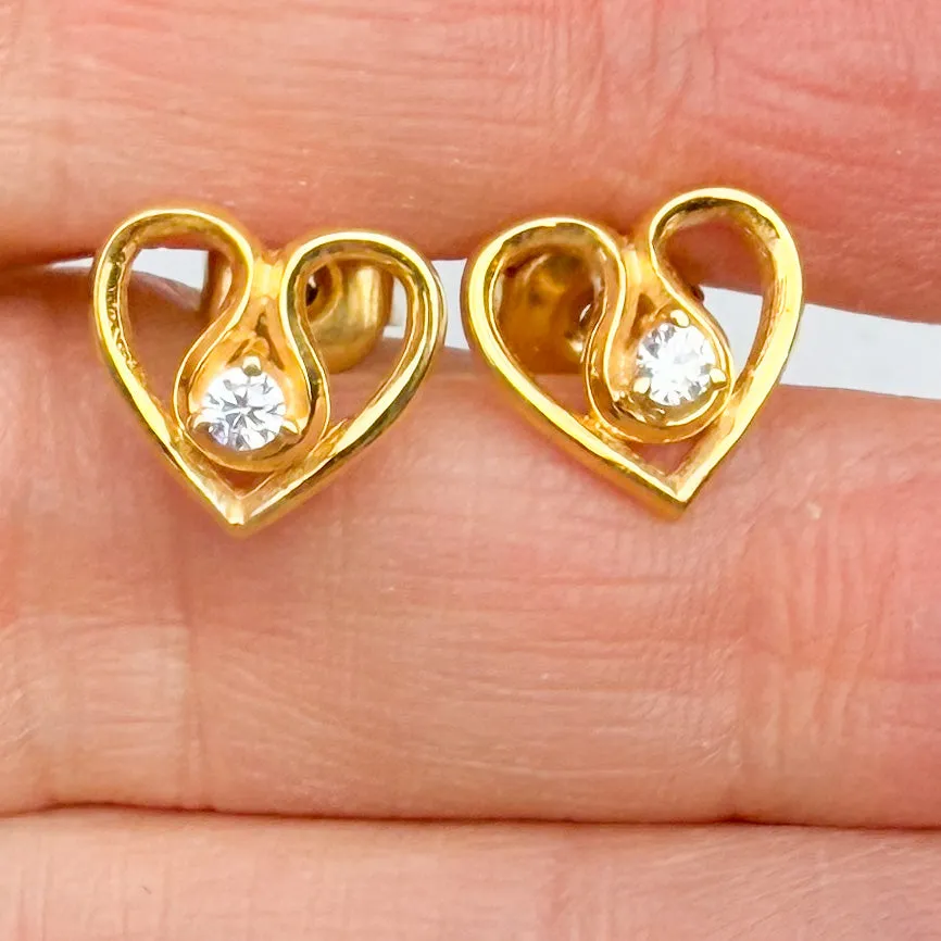 Heart Studs with Diamond
