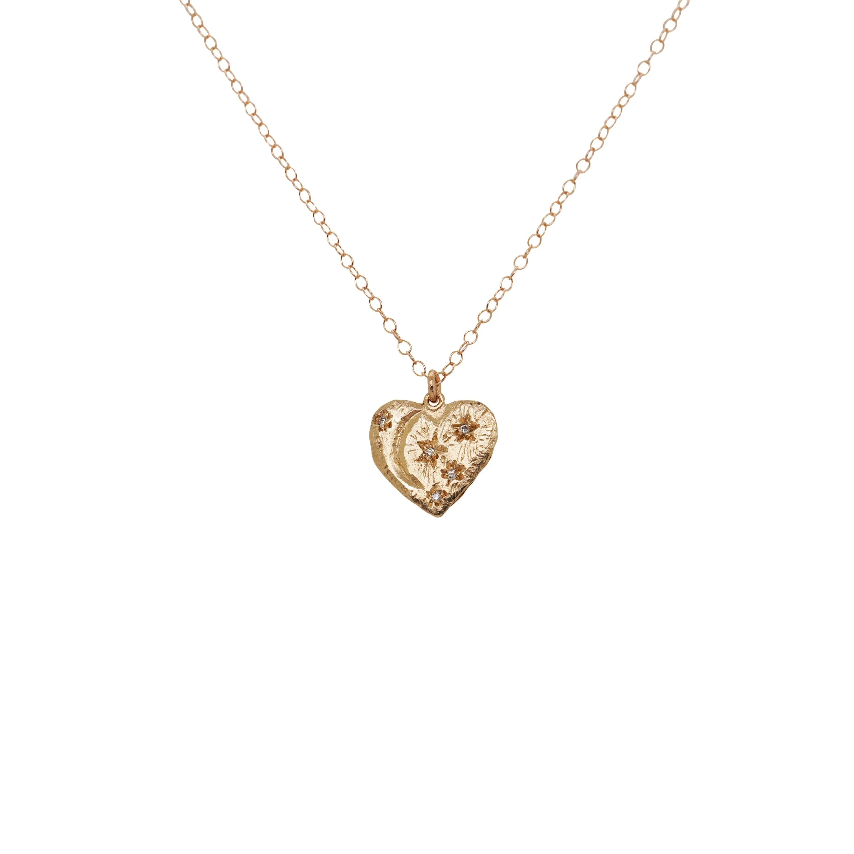 Heart with Moon   Stars Pendant
