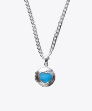 Heirloom Silver Turquoise Heart Locket Necklace