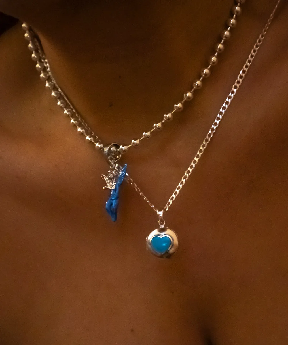 Heirloom Silver Turquoise Heart Locket Necklace
