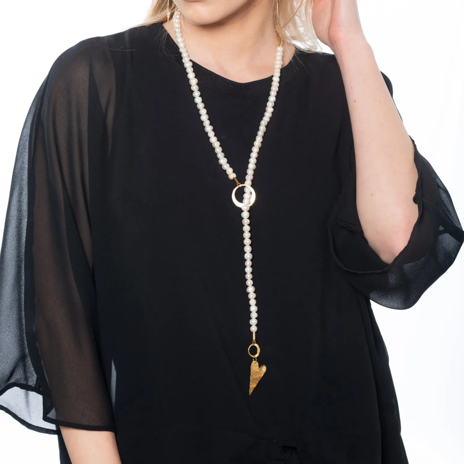 Helen - Adjustable lariat pearl necklace