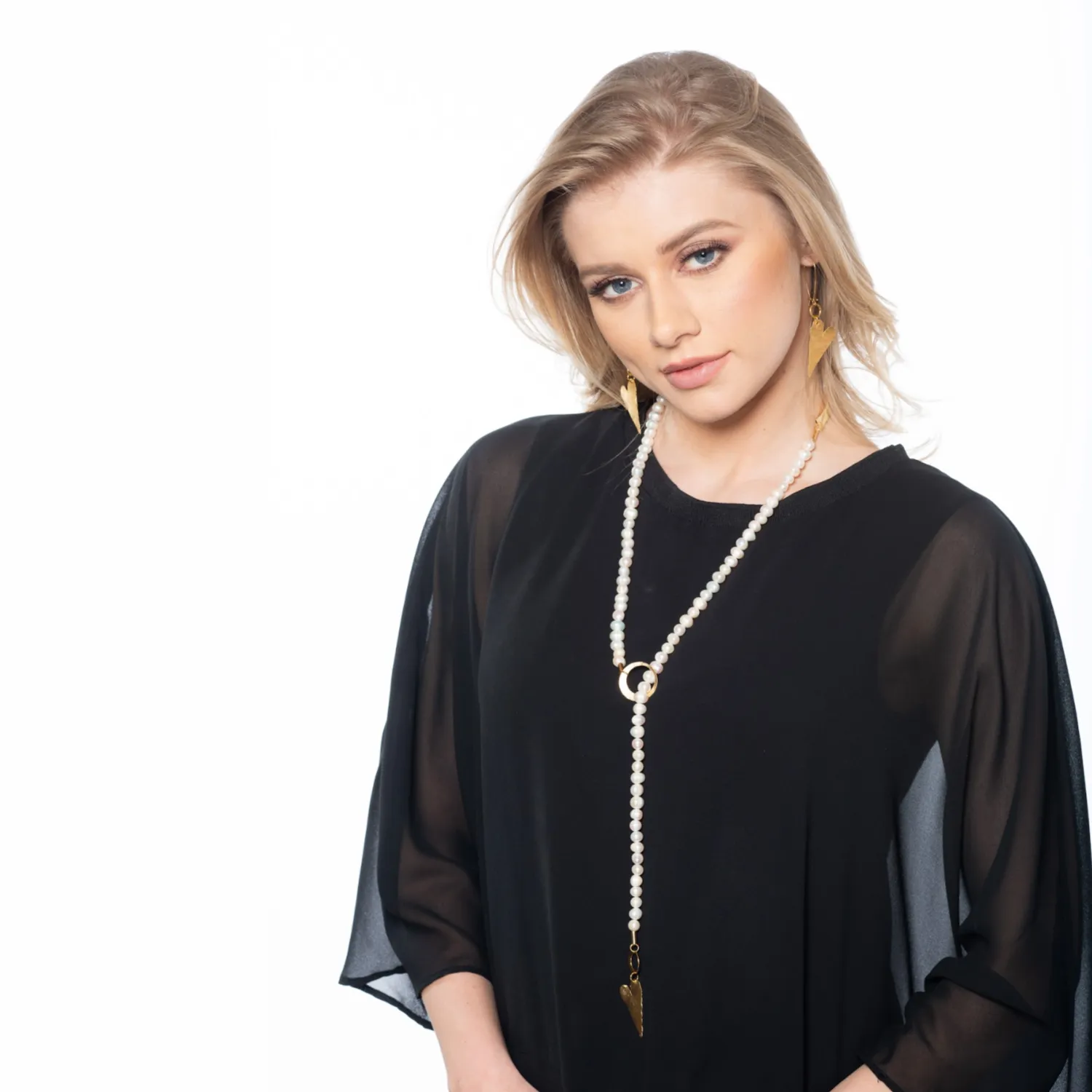 Helen - Adjustable lariat pearl necklace