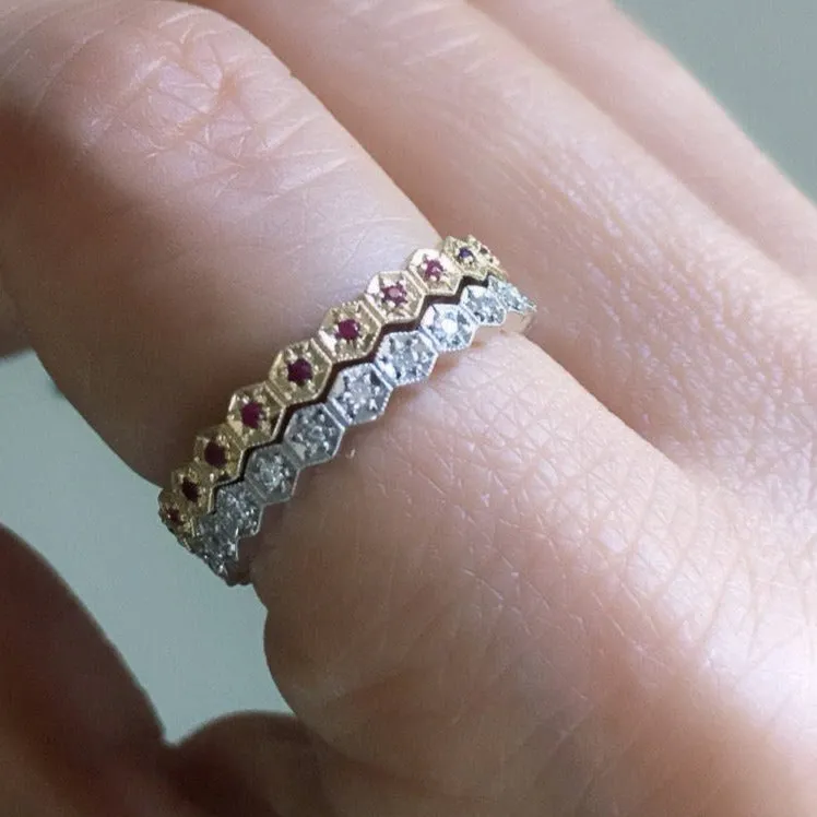 Hexagon Diamond Eternity Band