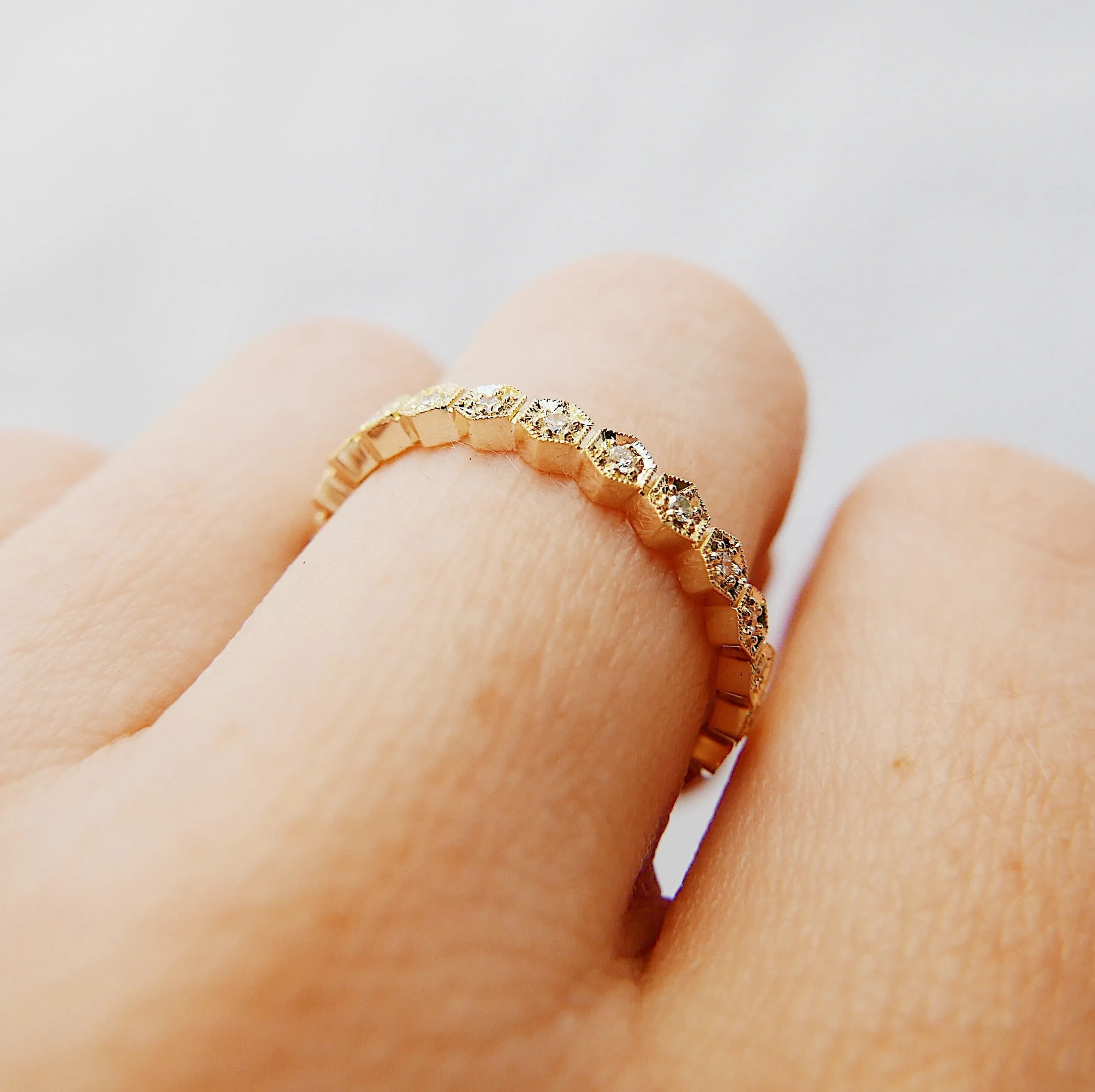 Hexagon Diamond Eternity Band