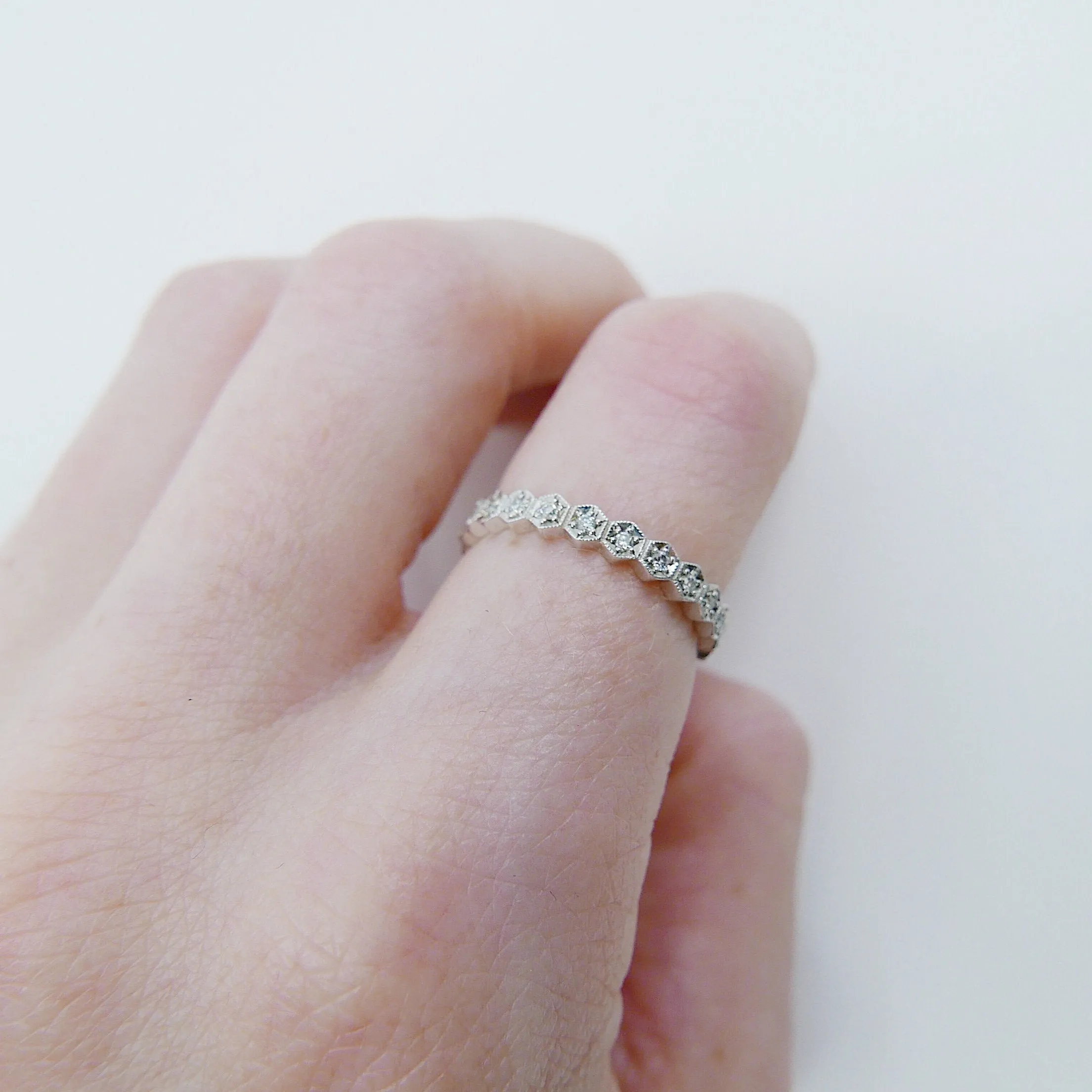 Hexagon Diamond Eternity Band