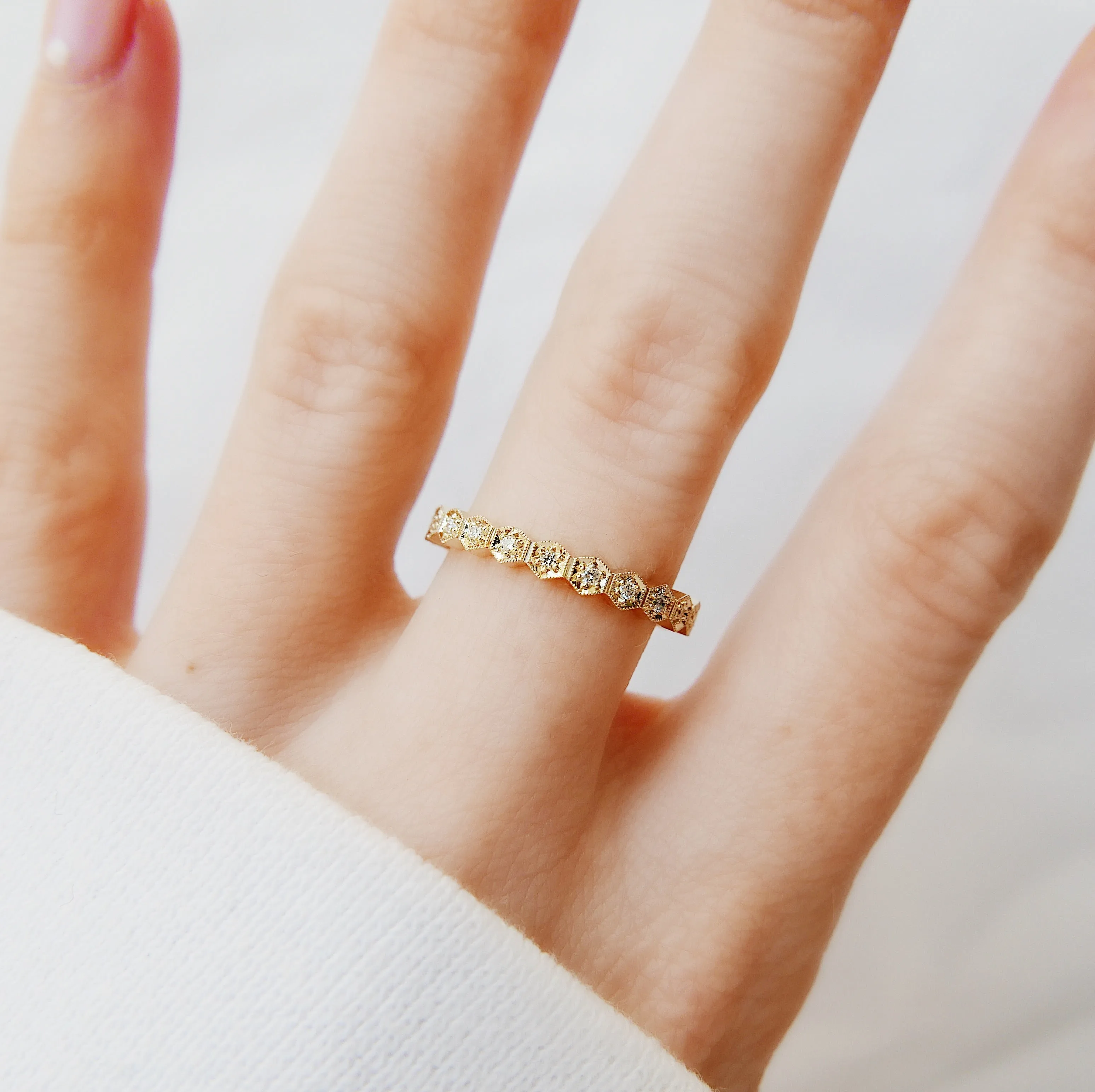 Hexagon Diamond Eternity Band