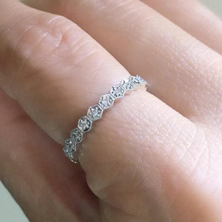 Hexagon Diamond Eternity Band