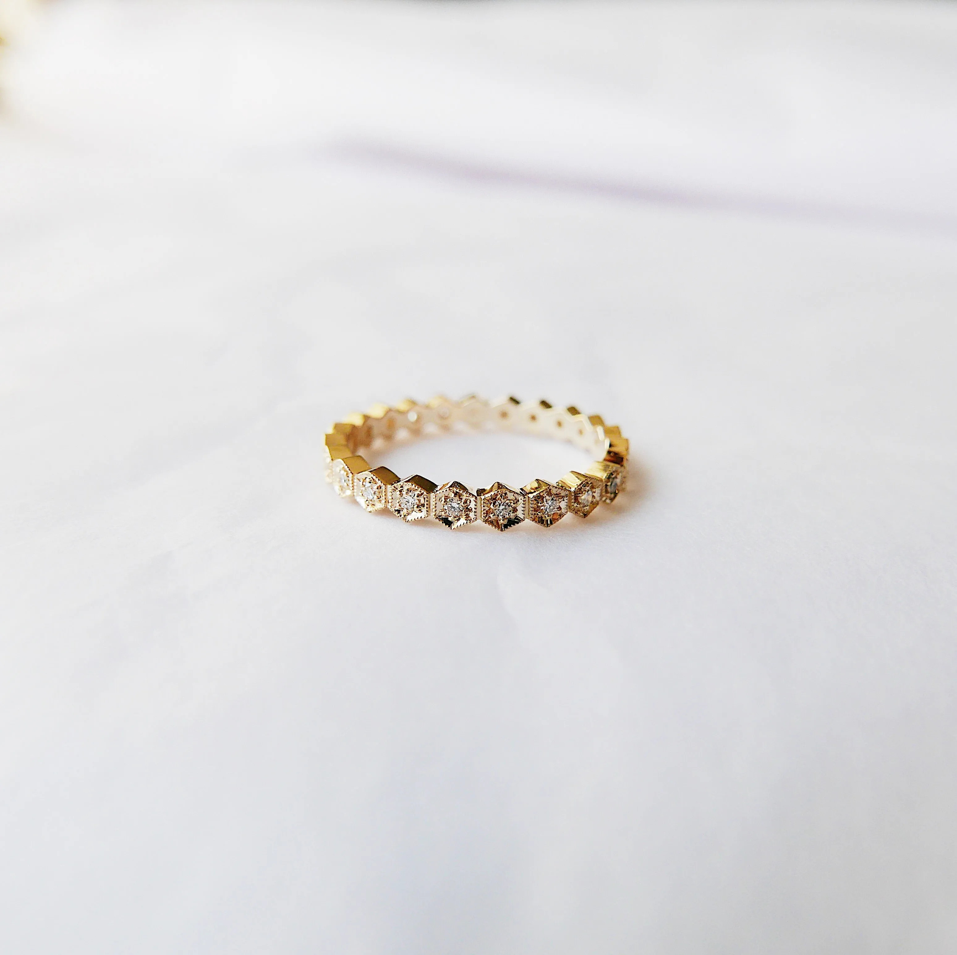 Hexagon Diamond Eternity Band