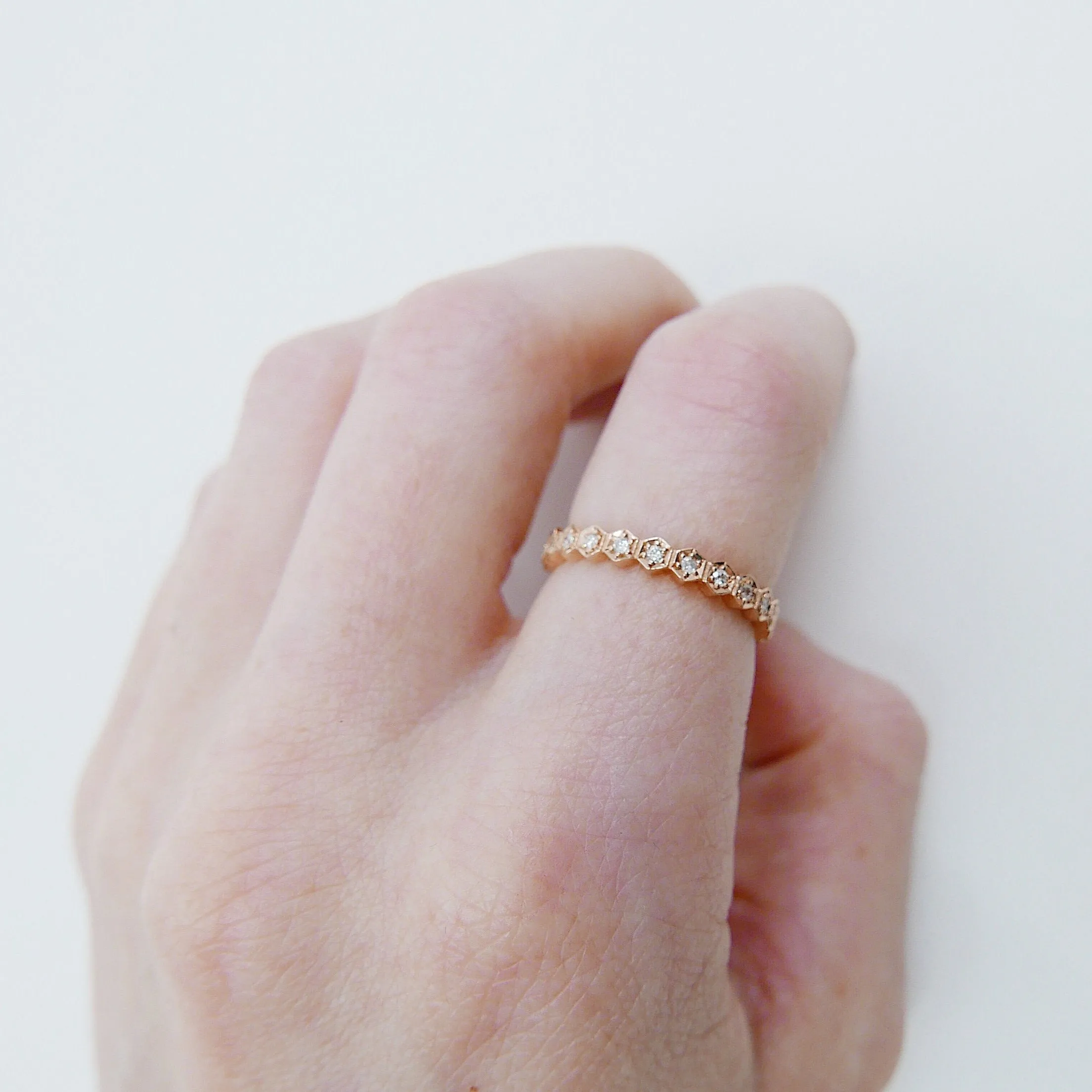 Hexagon Diamond Eternity Band