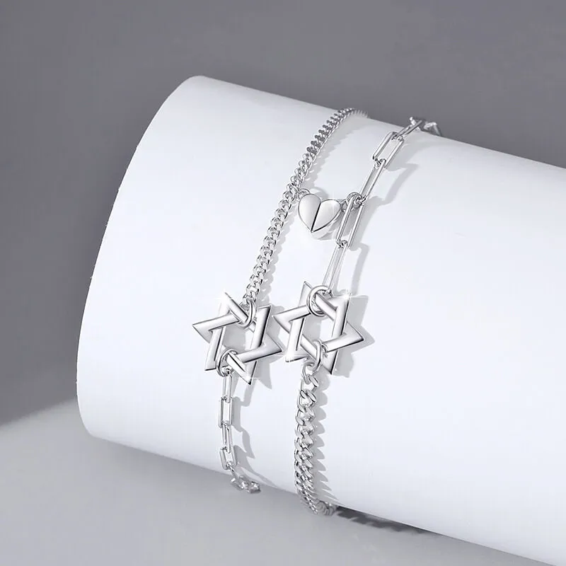 Hexagram Heart Magnetic Couple Bracelets