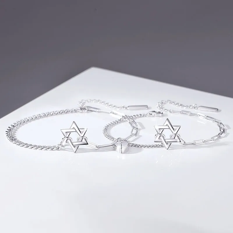 Hexagram Heart Magnetic Couple Bracelets