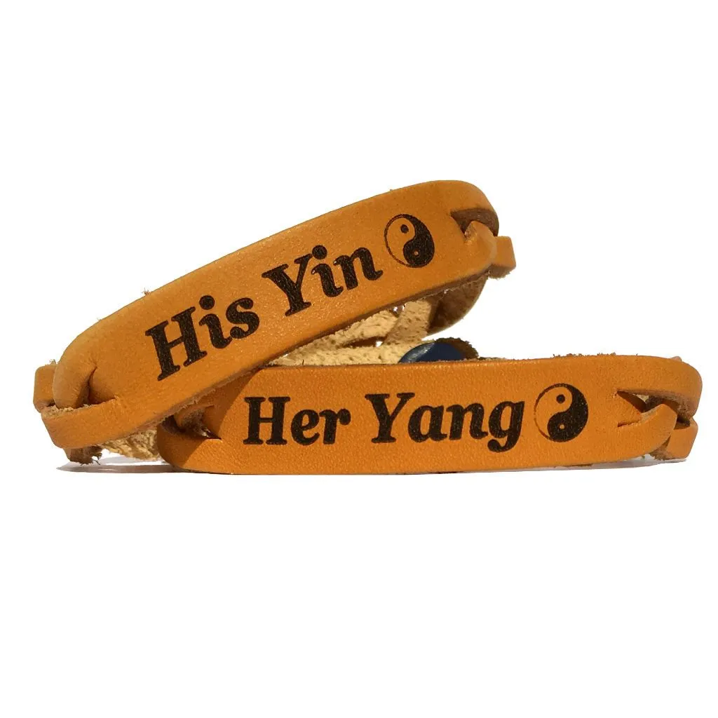 His Yin and Her Yang Leather Bracelets (Pair)